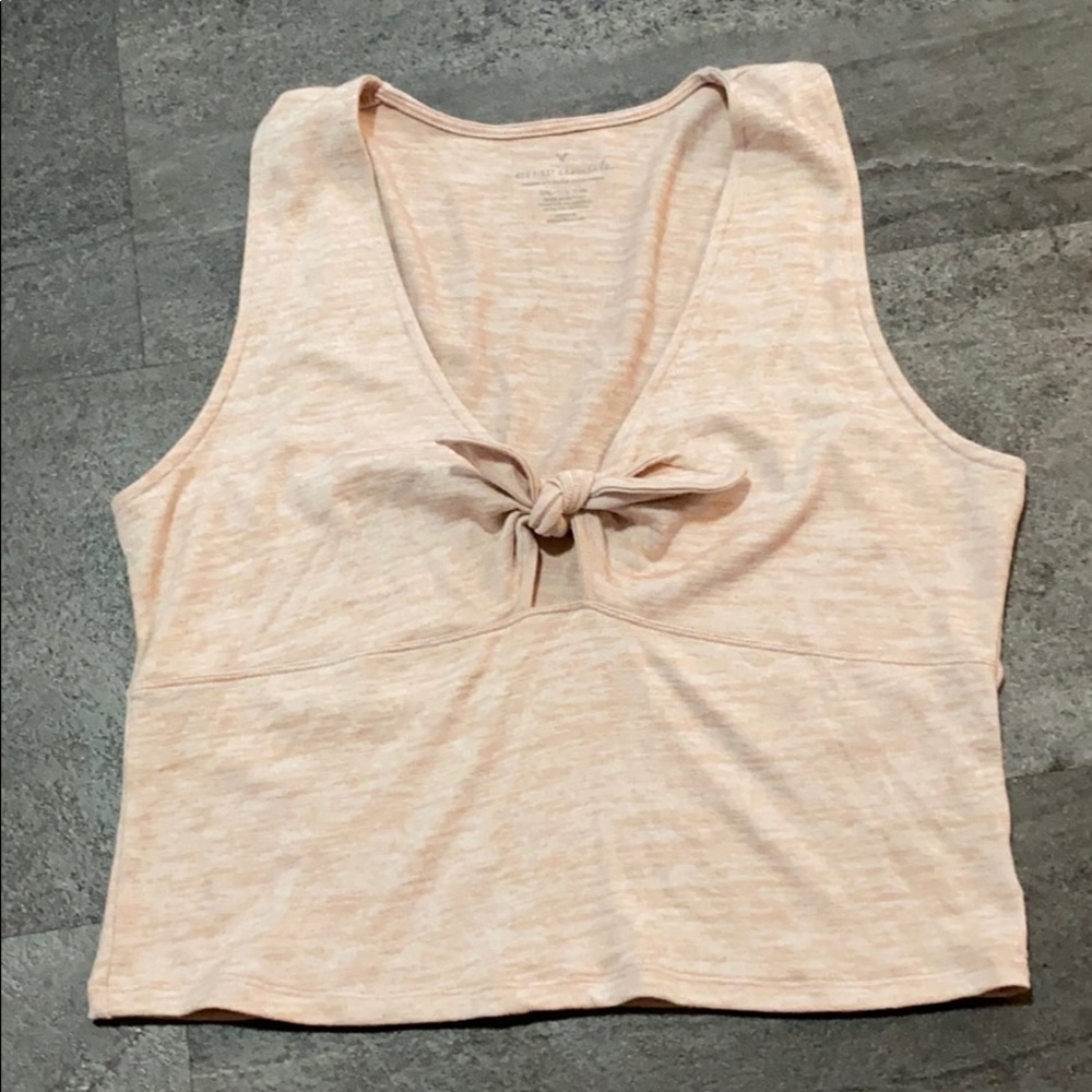 American Eagle heather pink with tie front tank💕
